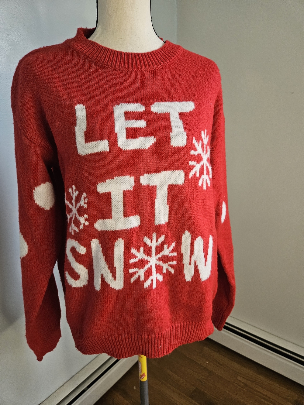 Women's Red 'Let It Snow' Holiday Crewneck Sweater